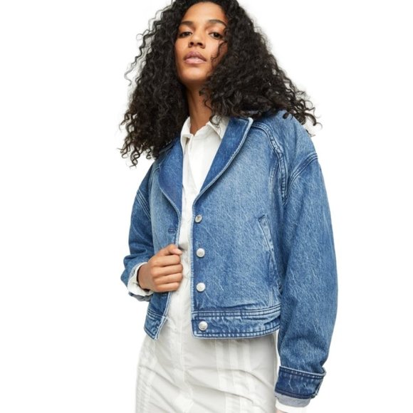 Free People Jackets & Blazers - Free People Now or Never Gemini Wash Denim Jacket Women's Sz S